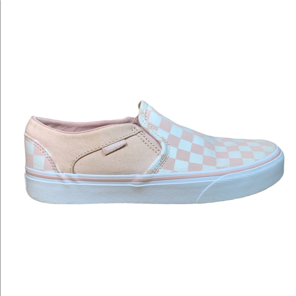 Checkered Vans Slip on Pink & White